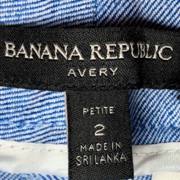 Banana Republic Avery Straight Ankle Length Pants in Blue/White Twill Women’s 2P - Picture 5 of 6